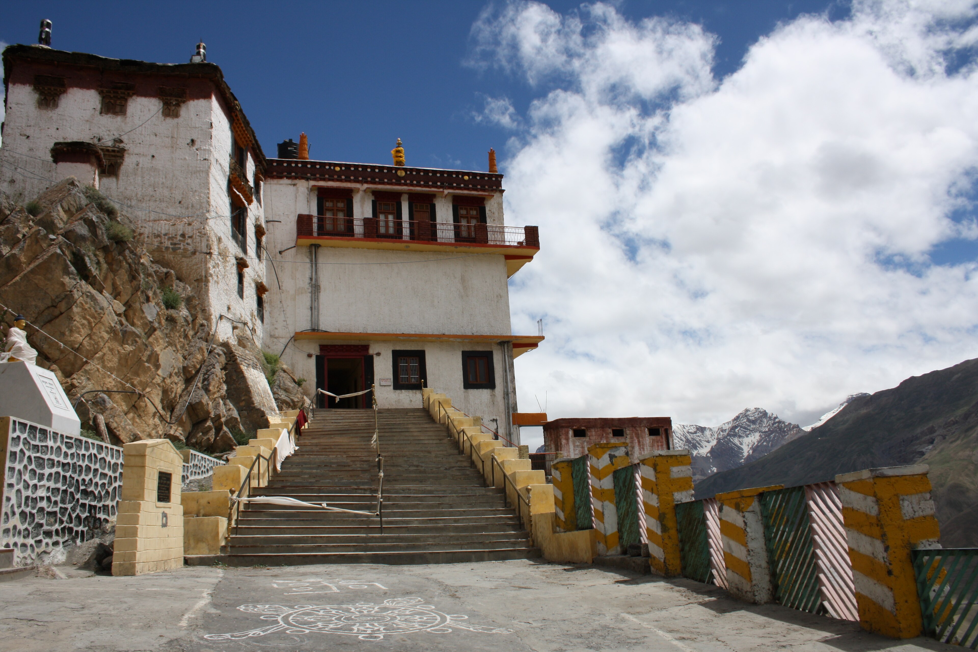 The high village of Langza with the giant Buddha statue